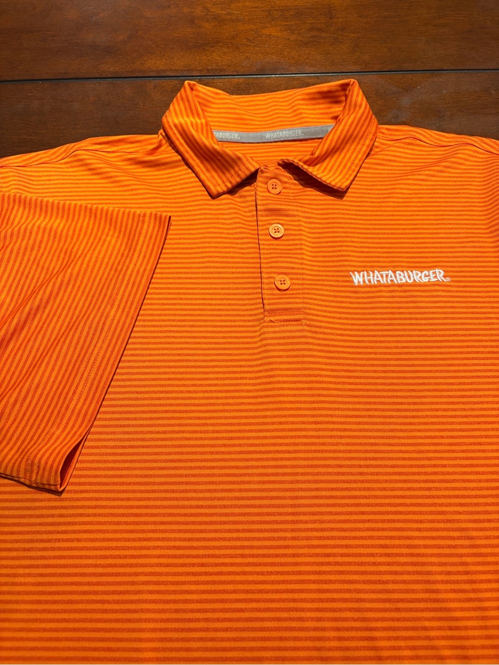 Whataburger Unisex Orange Striped Performance Polo Shirt Size Large